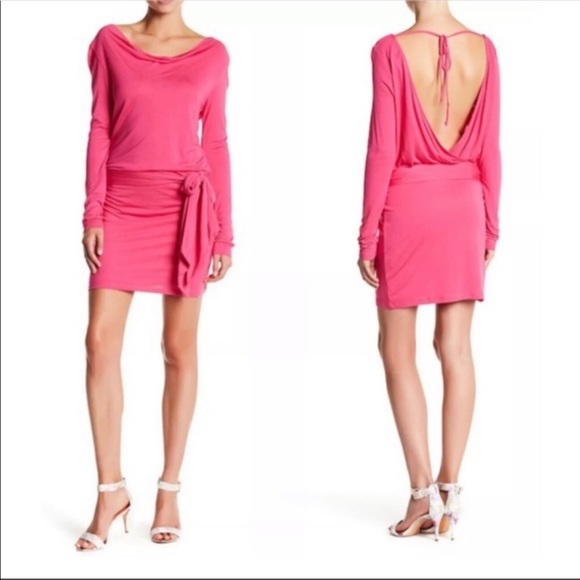 Haute Hippie Pink Faux-Wrap Backless Dress Med - Picture 4 of 4